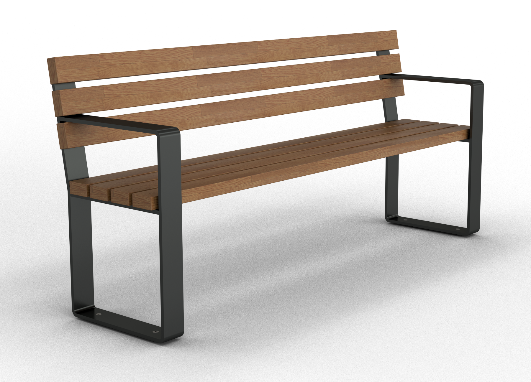 Urban Square Park Bench With Backrest