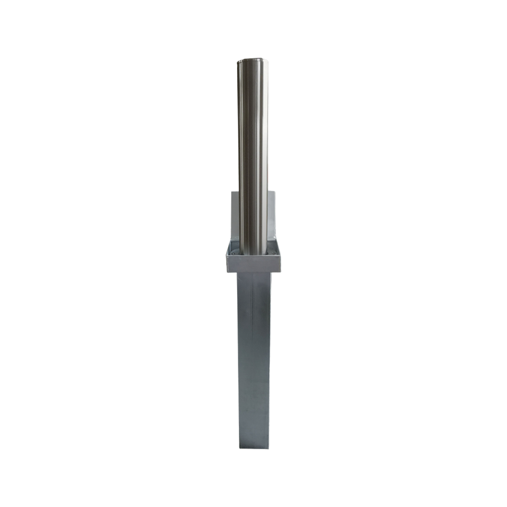 Stainless steel bollard on a white background