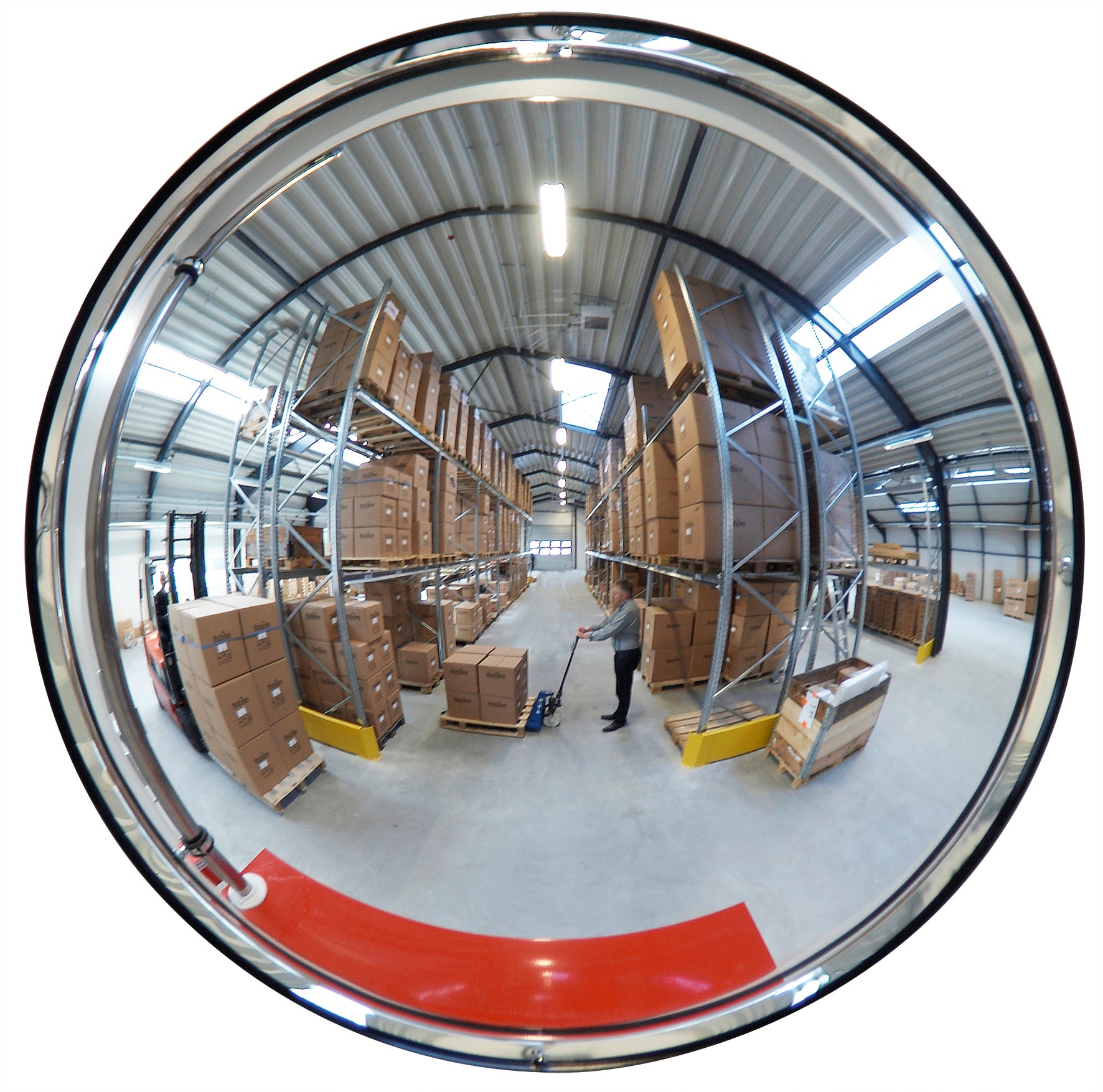 Convex mirror in warehouse