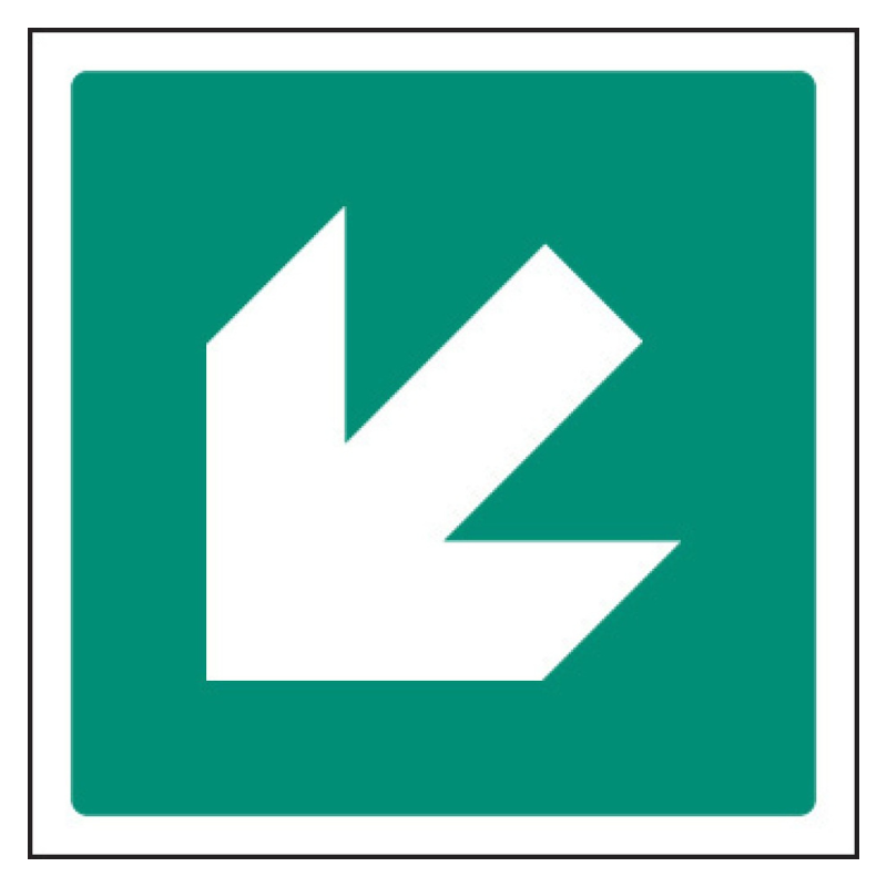Arrow Down and Left Emergency Sign