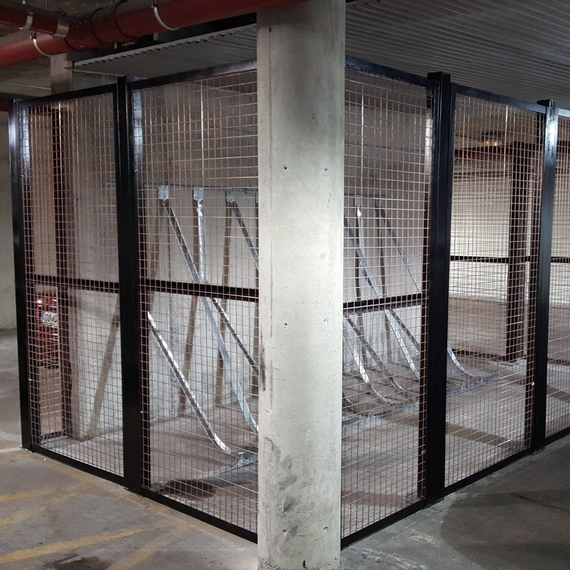 Bike Cage Storage System Installed In Carpark