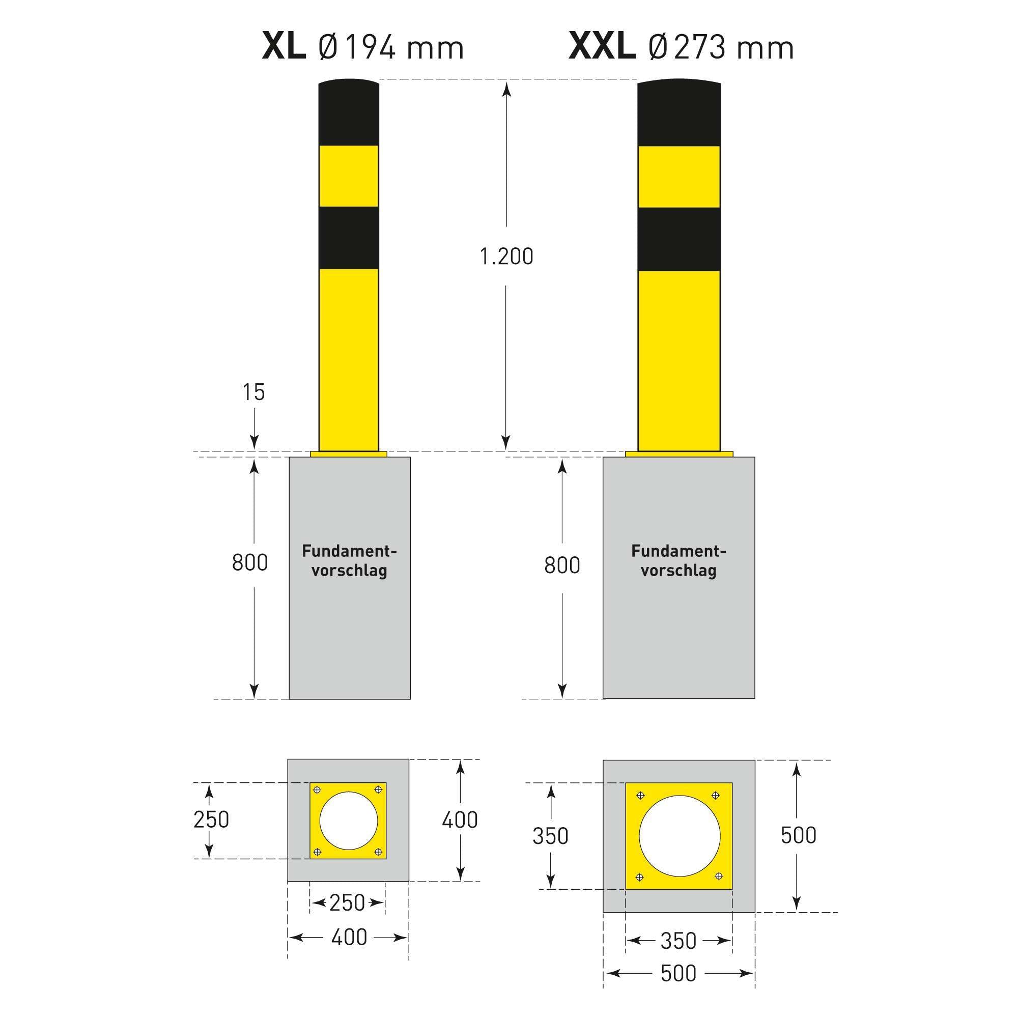 Black Bull Heavy Duty Steel Bollard XXL - 273mm Ø
