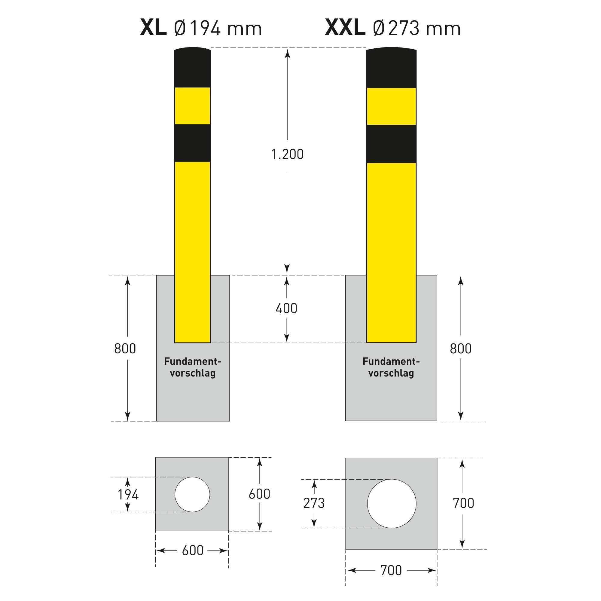 Black Bull Heavy Duty Steel Bollard XXL - 273mm Ø