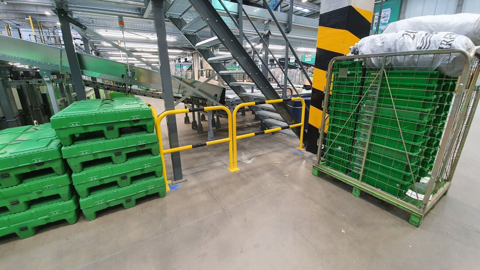 Hoop guards protecting stairway