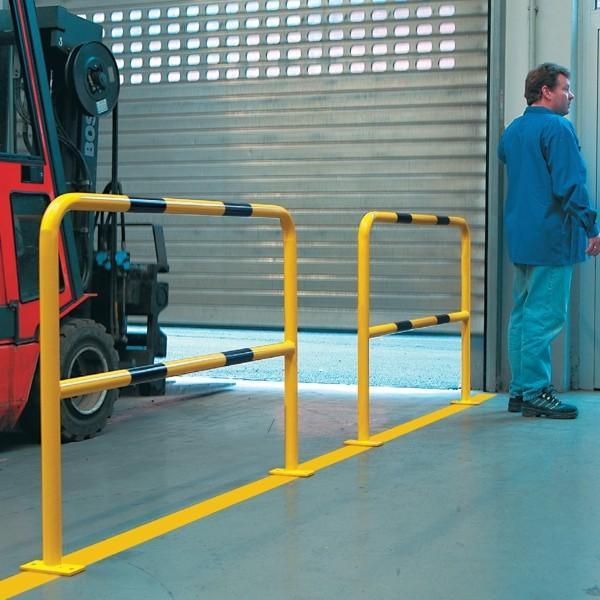 Dual hoop guards at warehouse door