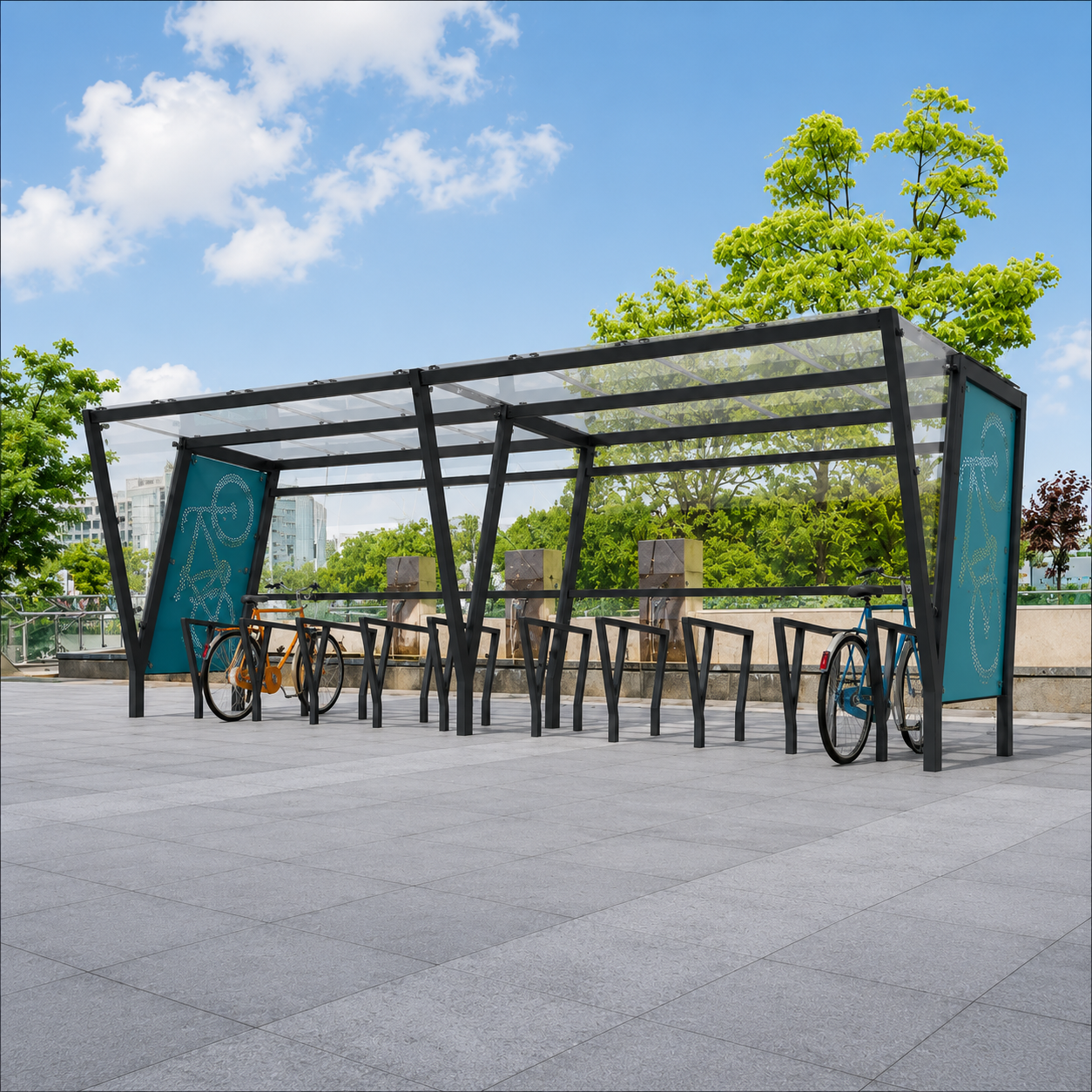 VISTA Bike Shelter Single (Glass/Sheet Roofing)