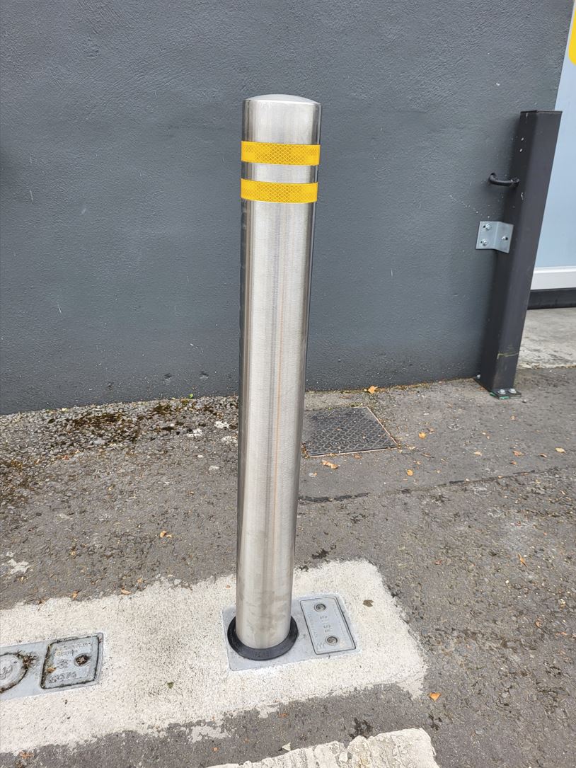 High Visibility Semi-Dome Stainless Steel Bollard Part M (Ø 114mm Sub-Surface Mount)