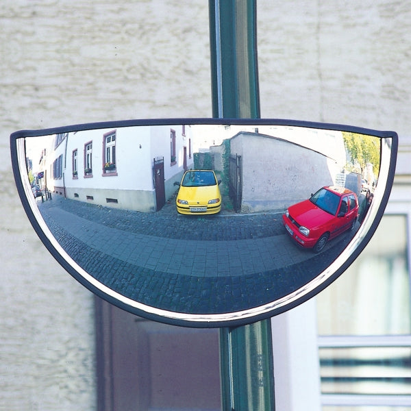 Panoramic mirror showing hidden driveway