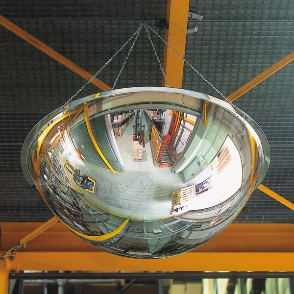 Dome mirror hanging from ceiling