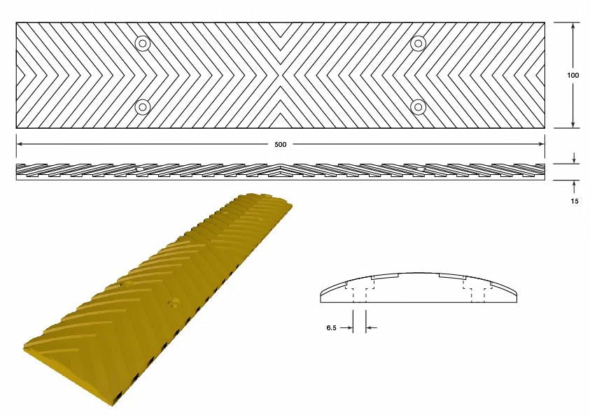 Plastic Safety Rumble Strip Yellow drawings