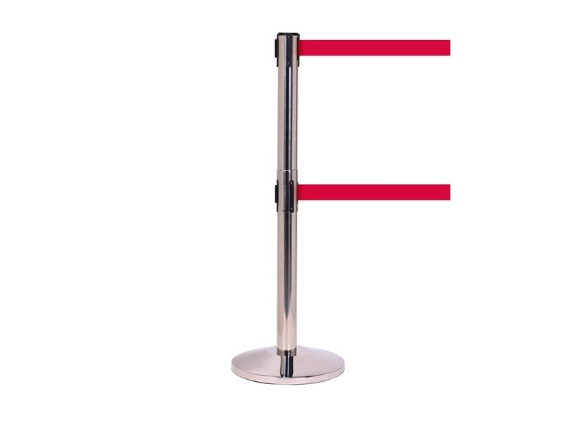 QueueMaster Twin Retractable Belt Barrier PS Red Belt