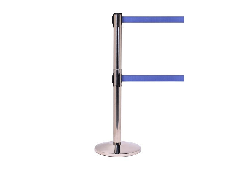 QueueMaster Twin Retractable Belt Barrier PS Blue Belt