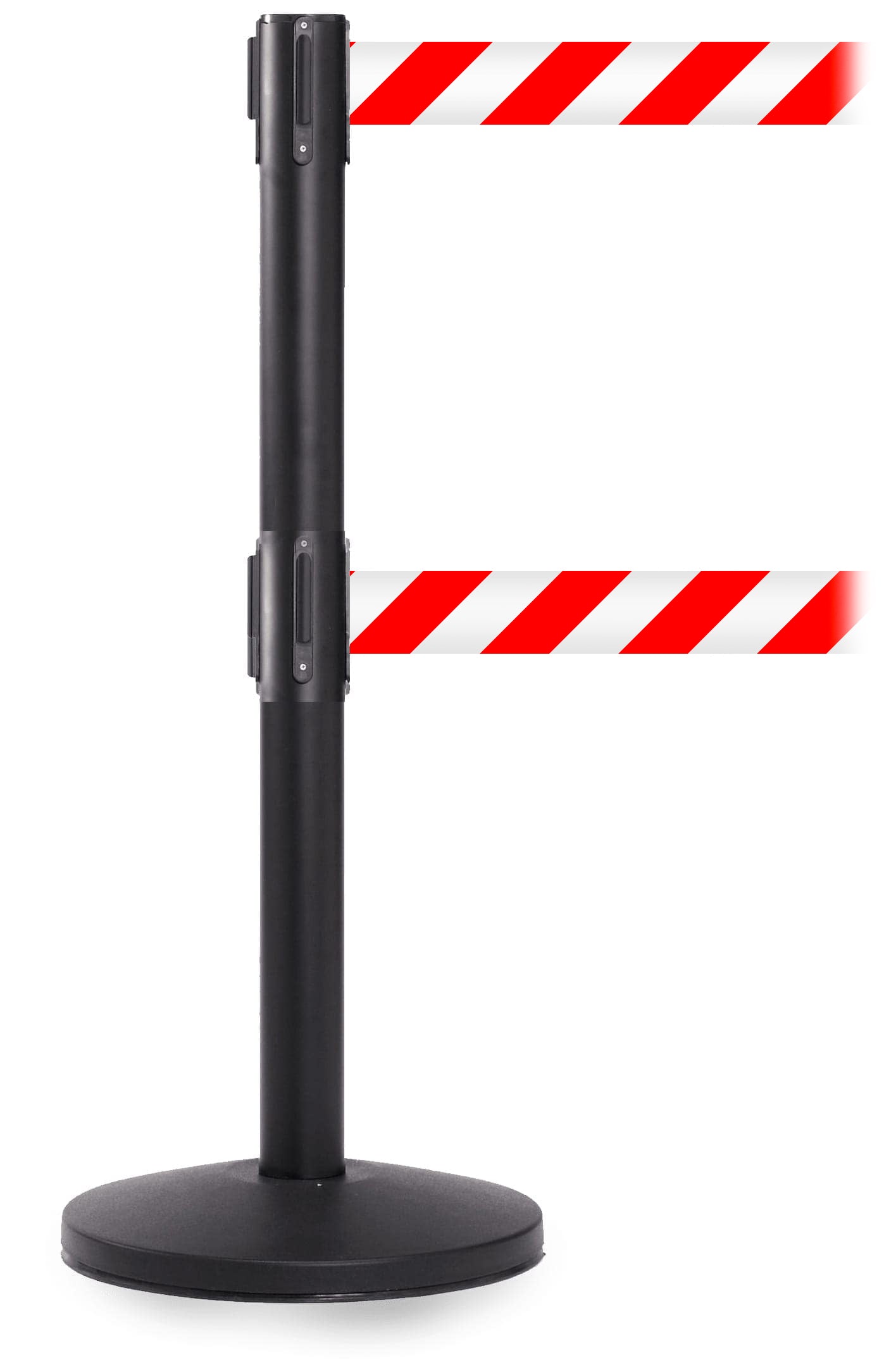 QueueMaster Twin Retractable Belt Barrier Red/White Chevron Belt