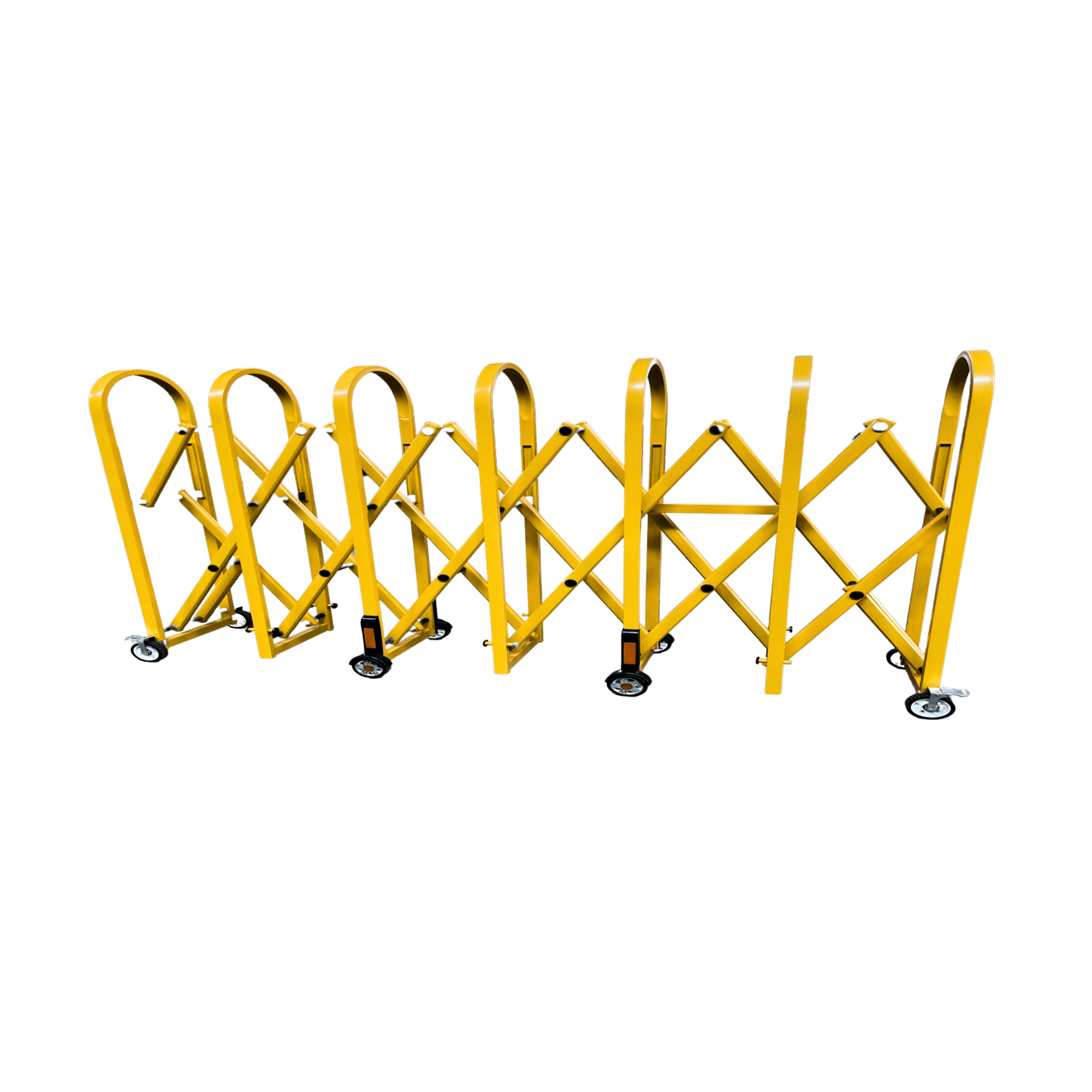 Yellow metal barrier on a white background