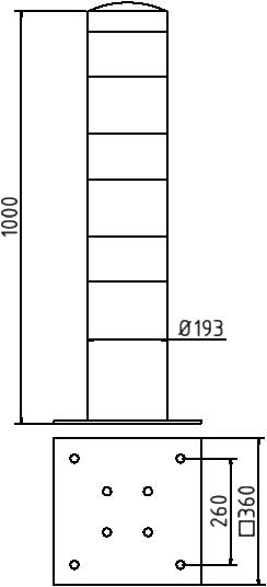 XL Barrier Post Surface Mount ­Ø 193mm