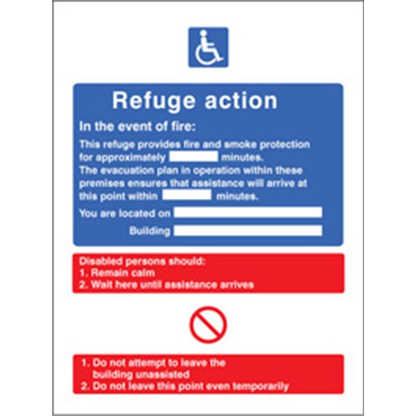 Refuge Fire Action Sign