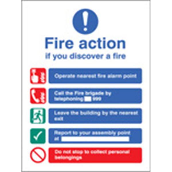 No Lift In Building Fire Action Sign