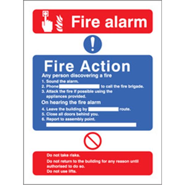 Lift In Building Fire Alarm Action Sign