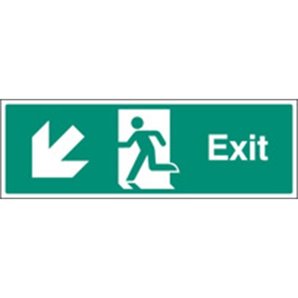 Exit Down and Left Emergency Escape Sign
