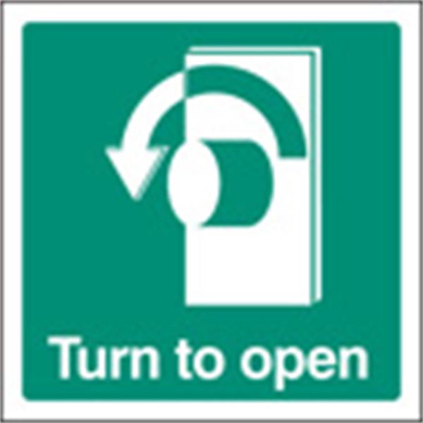 Turn to Open - Left Emergency Sign