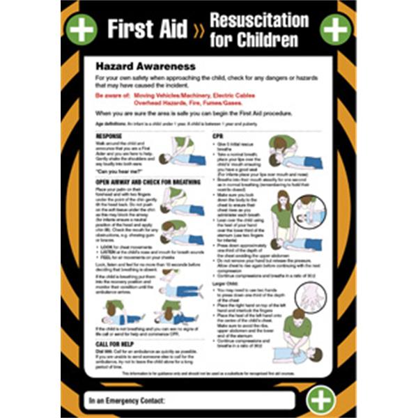 First aid resuscitation for children poster