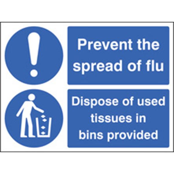 Prevent the Spread of Flu/Dispose of Tissues Mandatory Sign