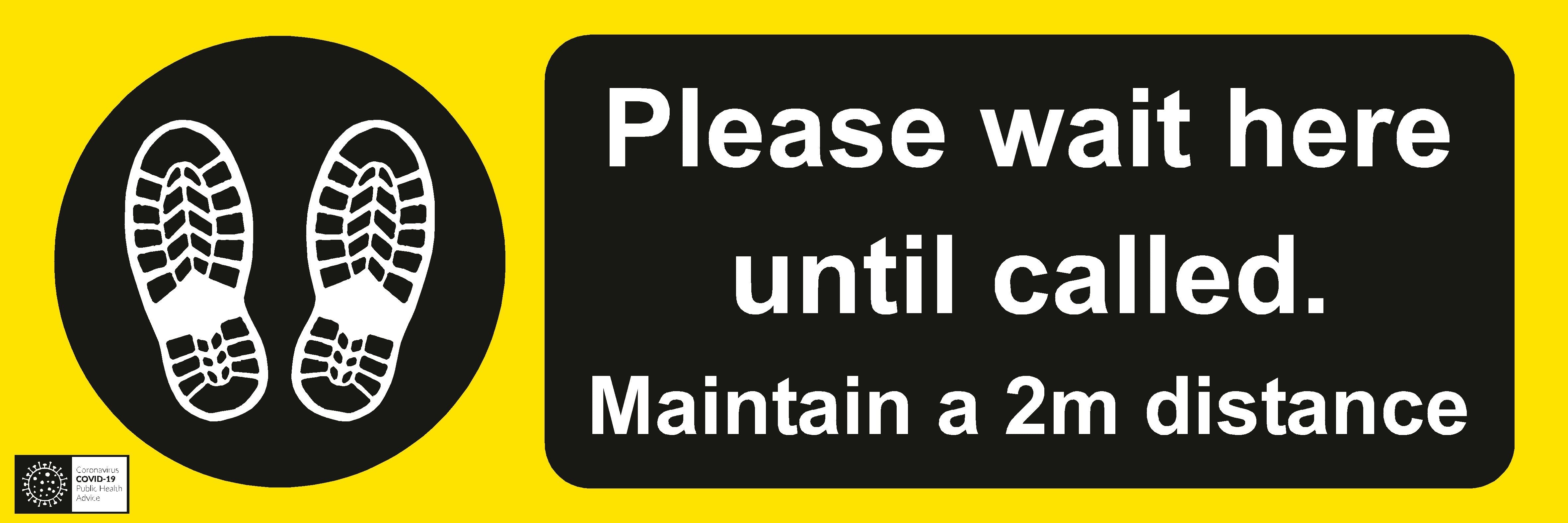 Please Wait Here Social Distancing Safety Sign