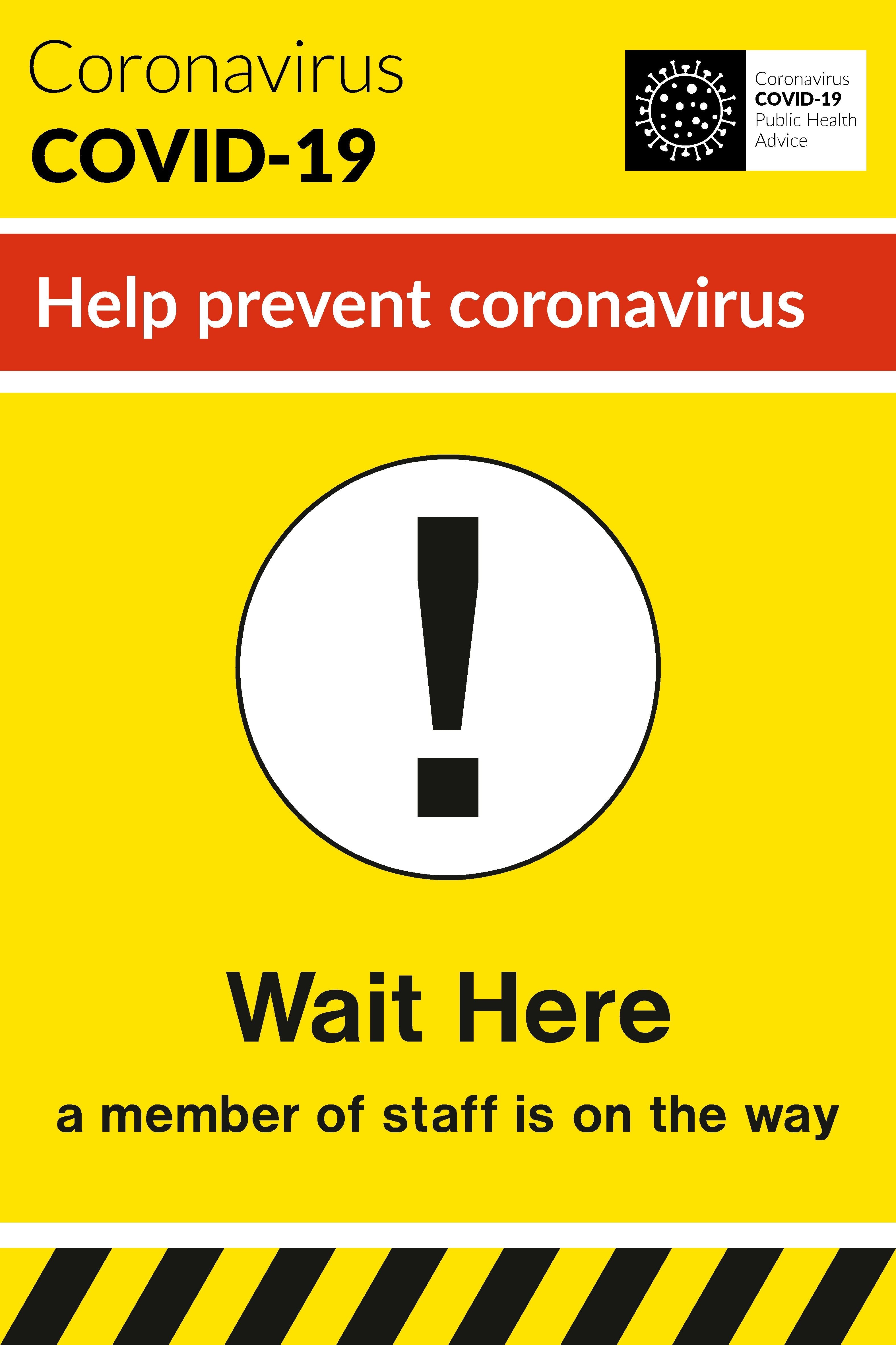 Wait Here Coronavirus Safety Sign