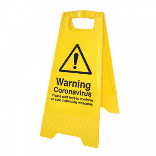Warning Coronavirus Please Wait Here A-Frame Sign