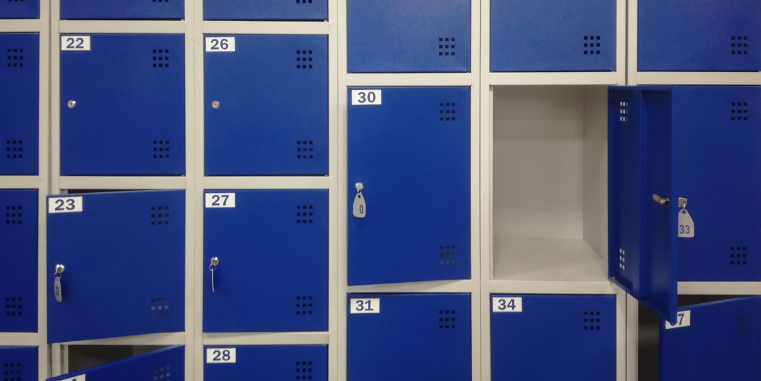 Blue Lockers Numbered With Keys