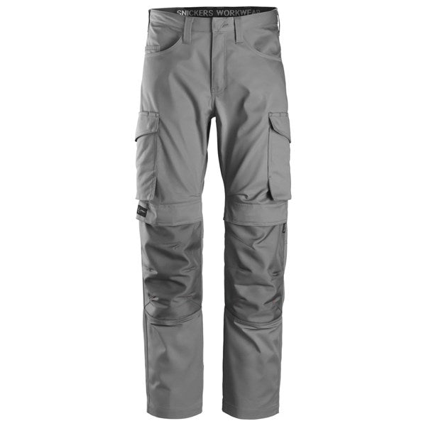 "Ergonomic work trousers with pre-bent legs and easy-care fabric"