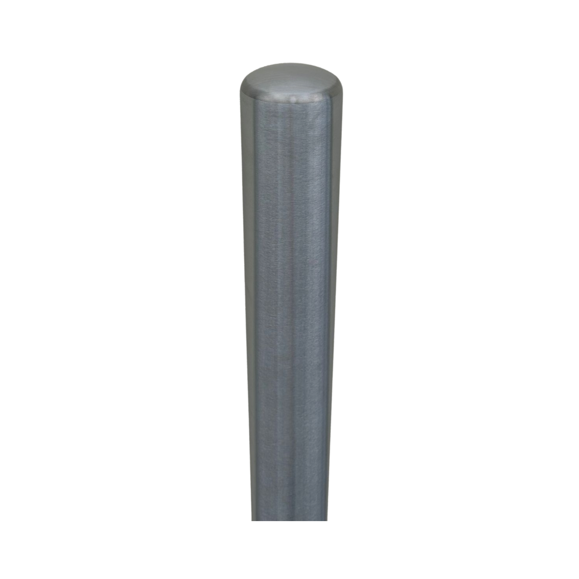 Metallic cylindrical bollard on a white background