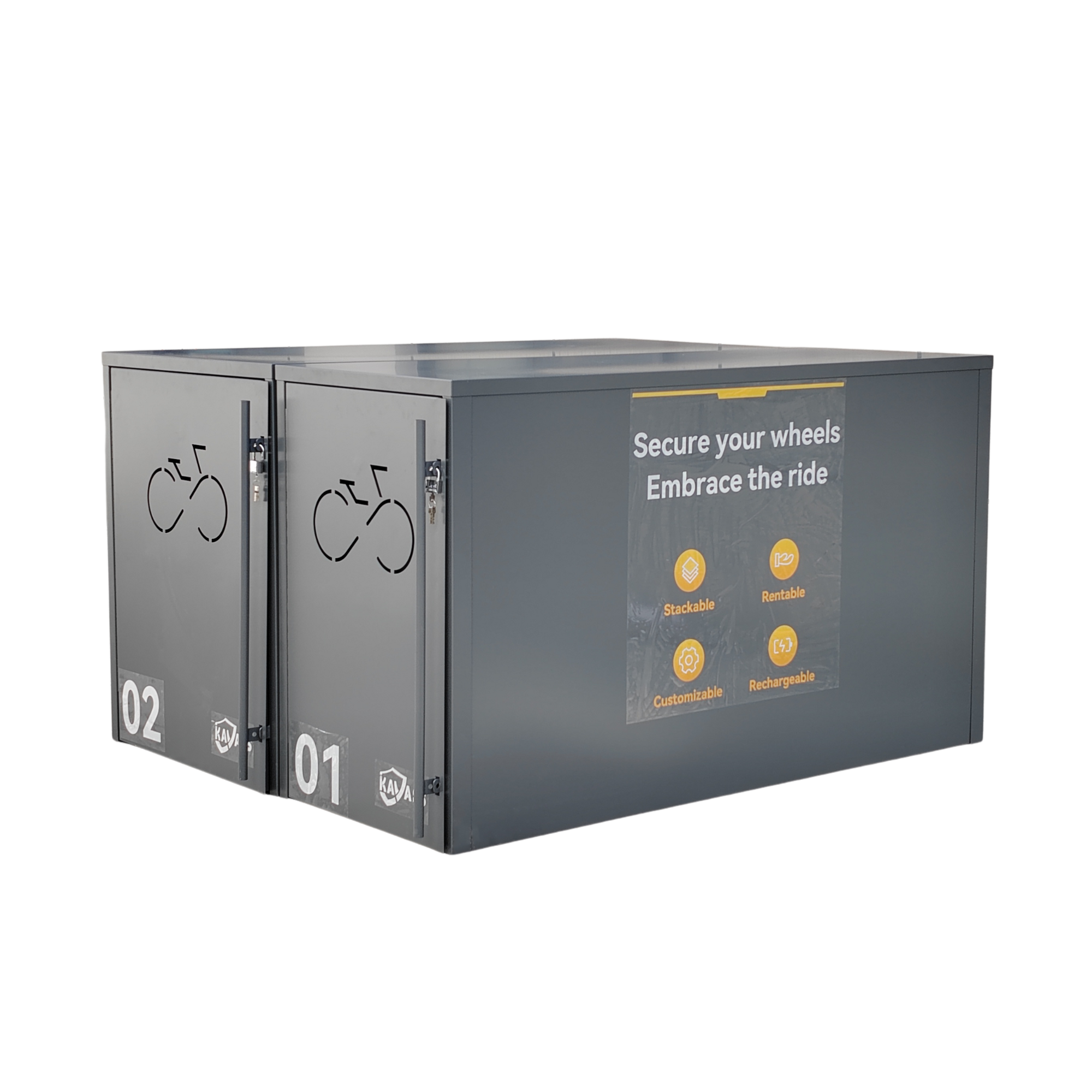 Grey bicycle lock-up storage unit 