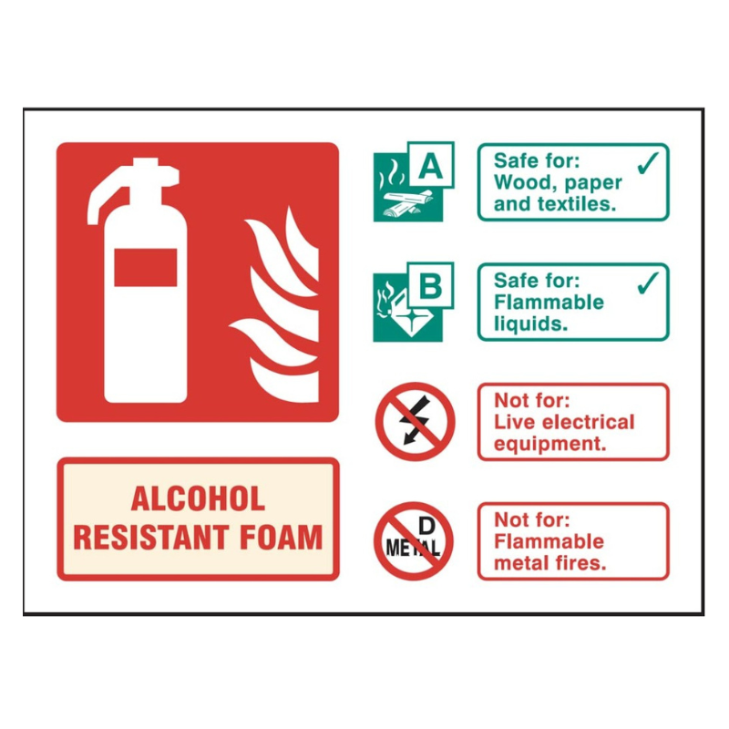 Alcohol Resistant Foam Identification Sign