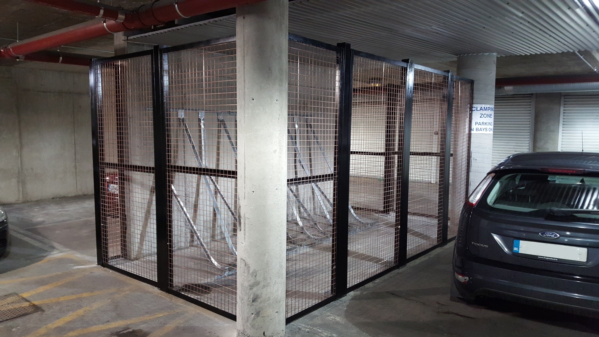 Bike Cage Storage System Installed In Carpark