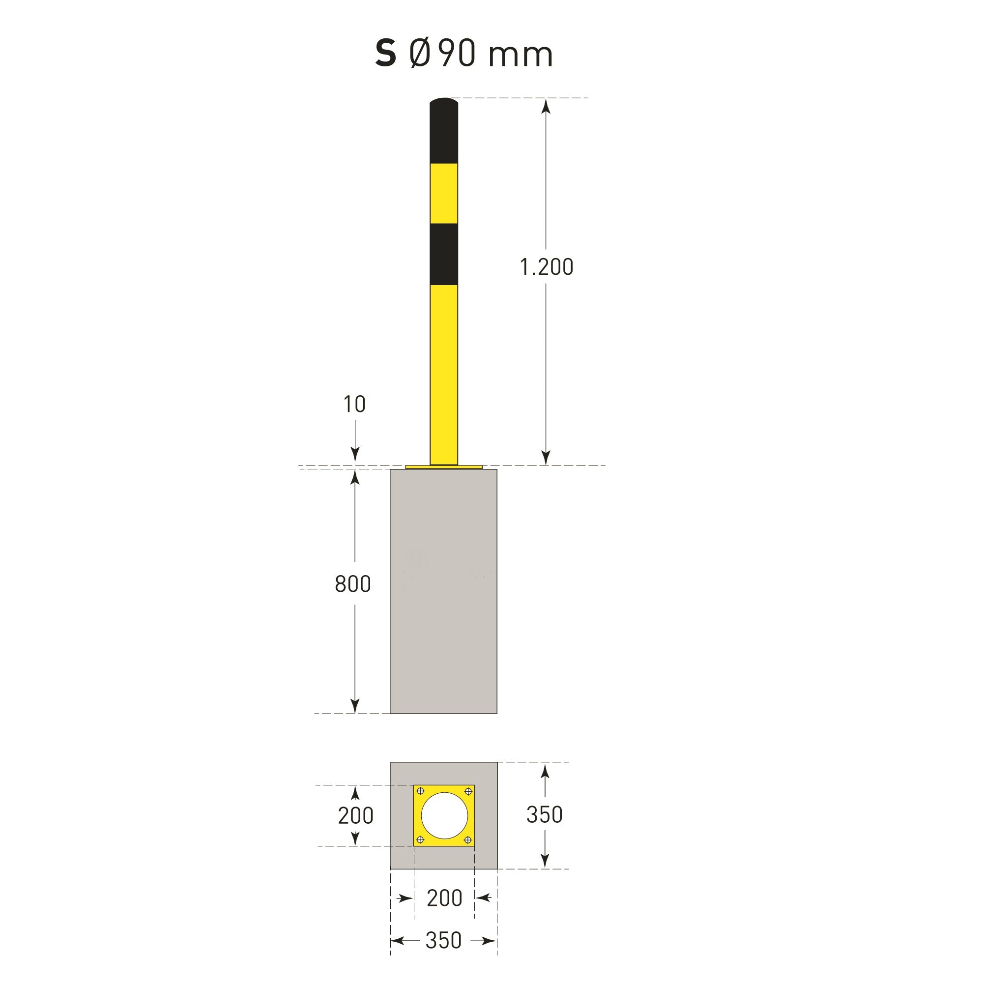 Black Bull Heavy Duty Bollard S - 90mm Ø