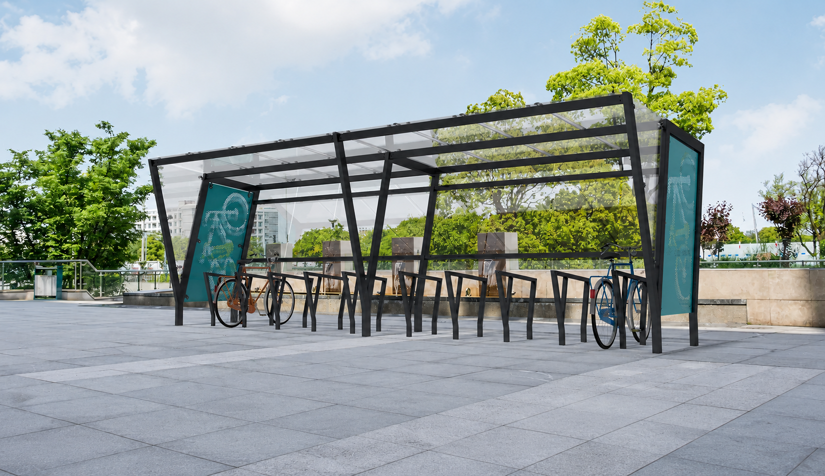 VISTA Bike Shelter Single (GLASS/SHEET ROOFING)