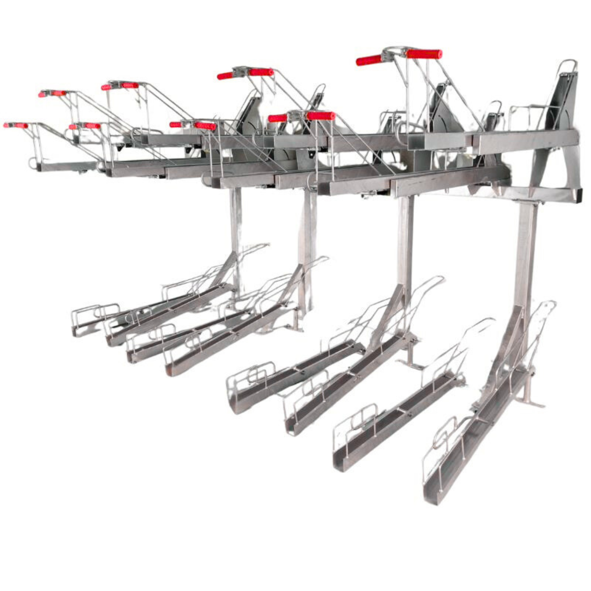 Double Deck Two-Tier Bike Rack with red handles
