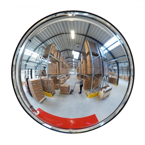 Detective convex mirror in warehouse