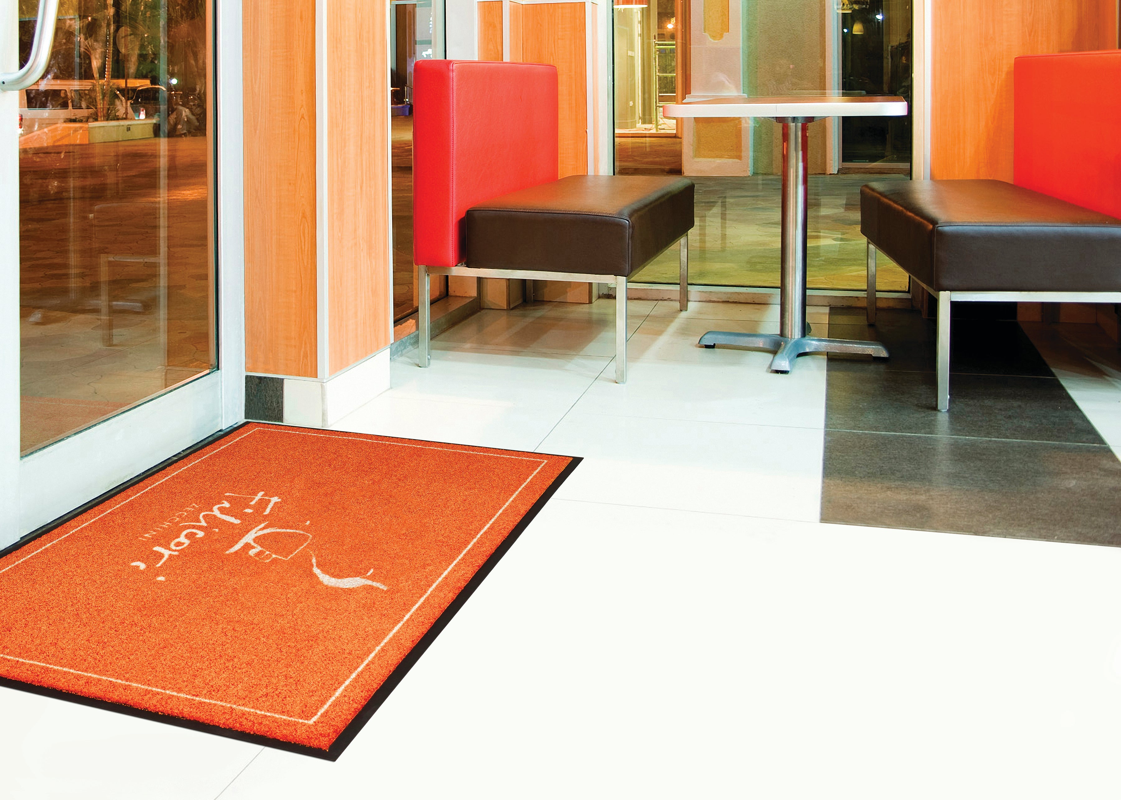 Logo Washable™ Entrance Mat In Use