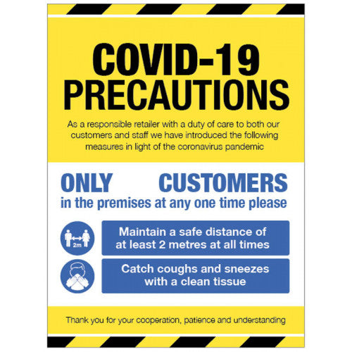 Covid 19 Precautions Shop Window Safety Sign