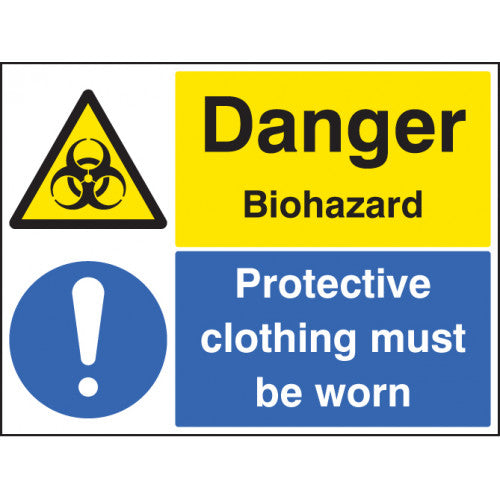 Danger Biohazard - Protective Clothing Must Be Worn Safety Sign