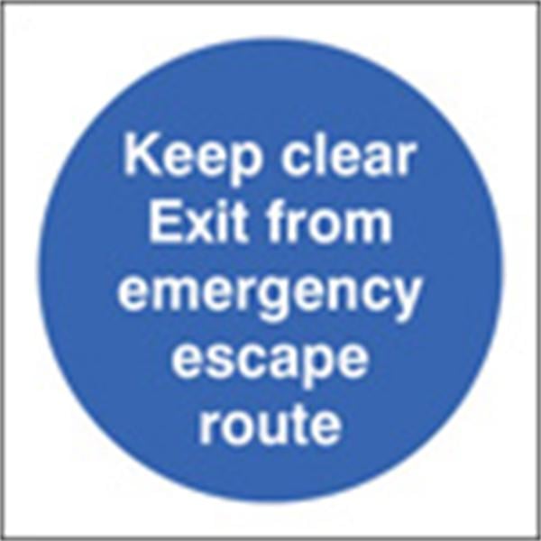 Keep Exit From Emergency Escape Route Clear Door Sign