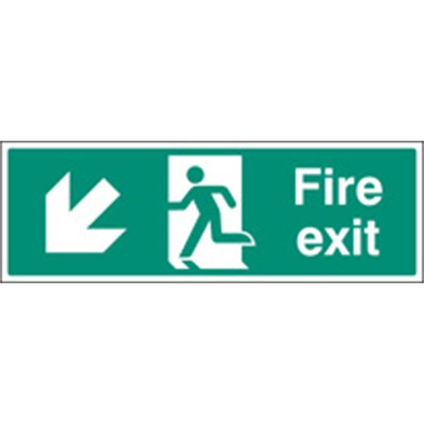 Fire Exit Down and Left Emergency Escape Sign