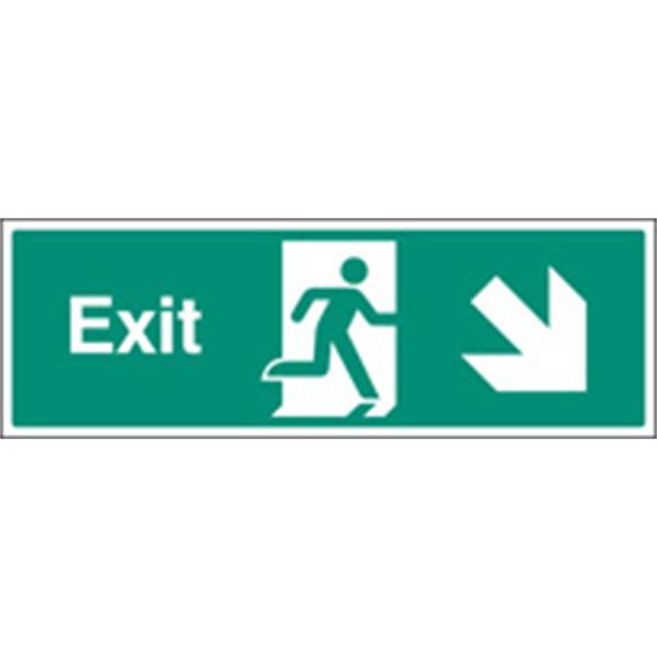 Exit Down and Right Emergency Escape Sign