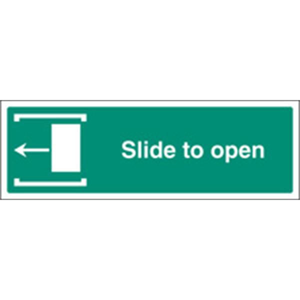 Slide to Open Emergency Escape Sign Left