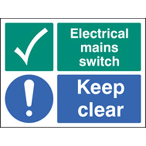 Electrical Mains Switch Keep Clear Sign