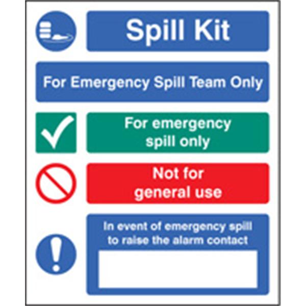 Spill Kit for Emergency Team Only Safety Sign