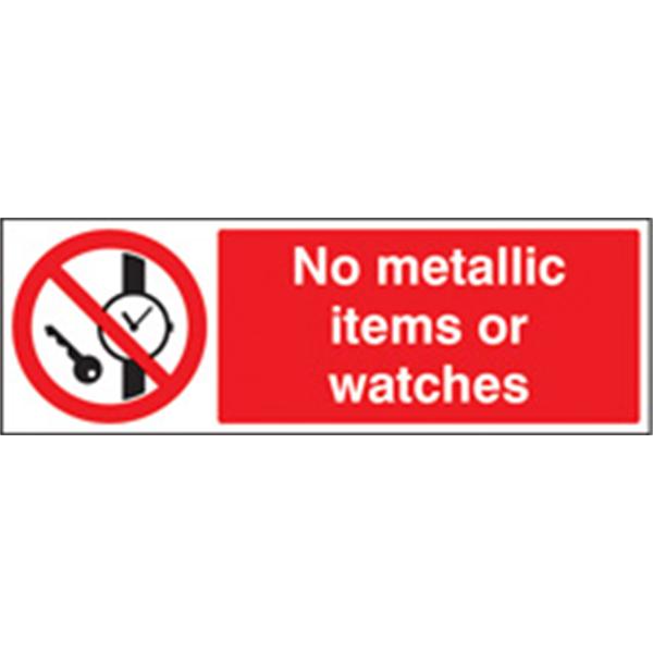 No Metallic Items or Watches Prohibition Sign