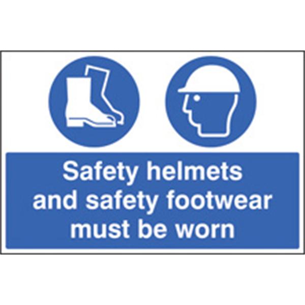 Safety Helmets and Footwear Must Be Worn Mandatory Sign